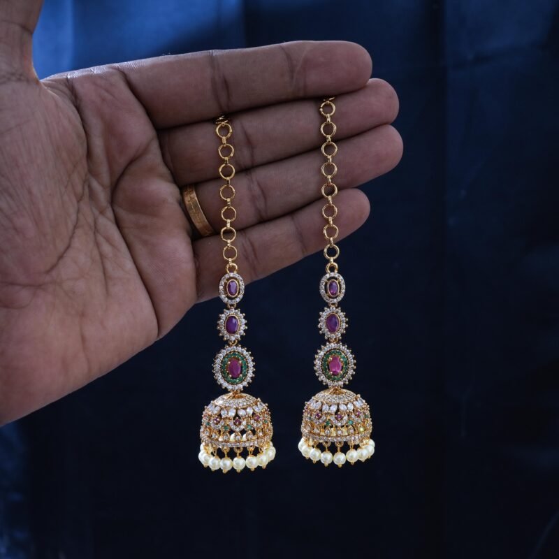 Traditional Antique Jumka With Mattal JCER037 - Image 2