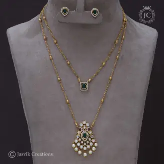 Premium 2 Line green Necklace - JCNL050