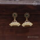 149 Traditional-Real-Kemp-Jhumka-599-(4)-Discription--Antique-gold-finished-floral-designed-traditional-kempu-jhumkas JCER149