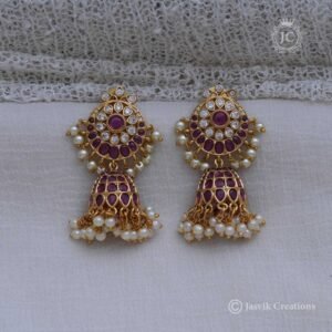 Premium Chanbali Jhumka - RED - JCER153 - Image 2