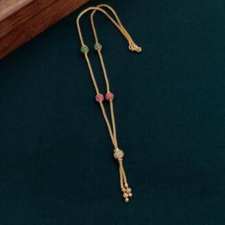 Gold Look AD Multicolour Ball Short Chain  - JCCH085