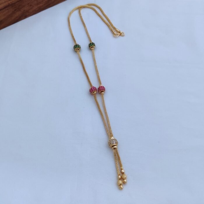 Gold Look AD Multicolour Ball Short Chain JCCH071 499(A)