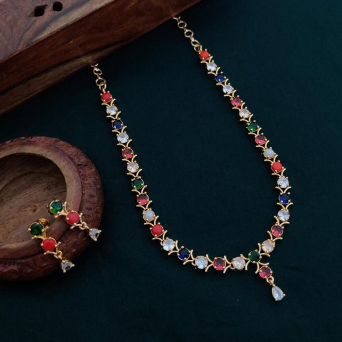 Microplated Navarathna Necklace 699