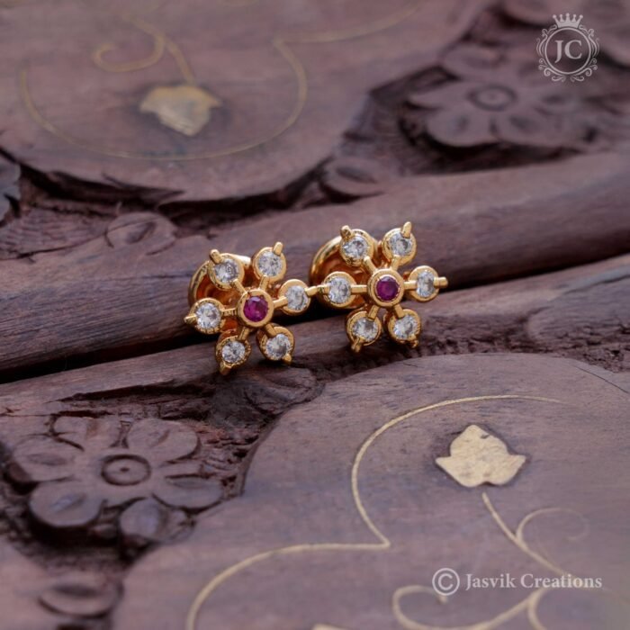 182 Dimond Replica 7 Stone Red white Stud JCER182 150 (6)