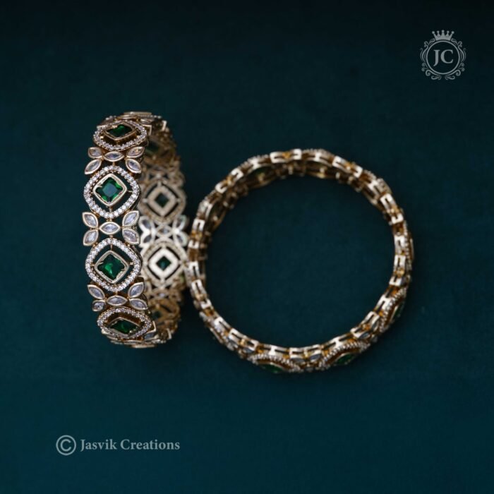 Victorian Emerald Broad Bangle -JCBN098 (Add (2)