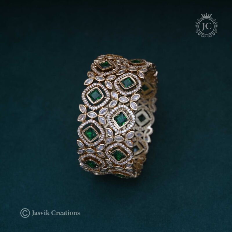 Victorian Emerald Broad Bangle -JCBN098