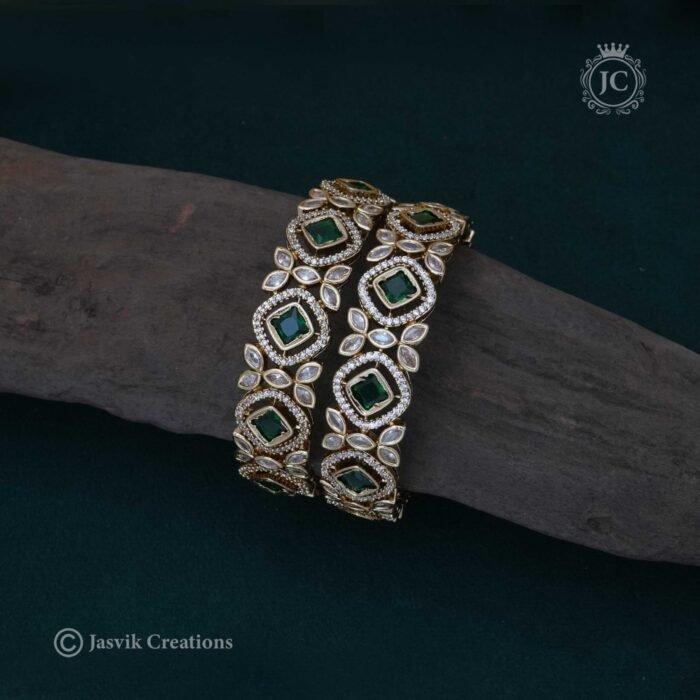 Victorian Emerald Broad Bangle -JCBN098 (Add (4)