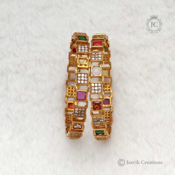 103 Premium Square Navarathna Bangle 650 (2) JCBN103