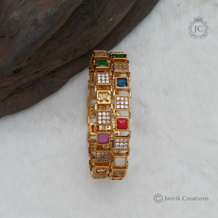 103 Premium Square Navarathna Bangle 650 (3) JCBN103