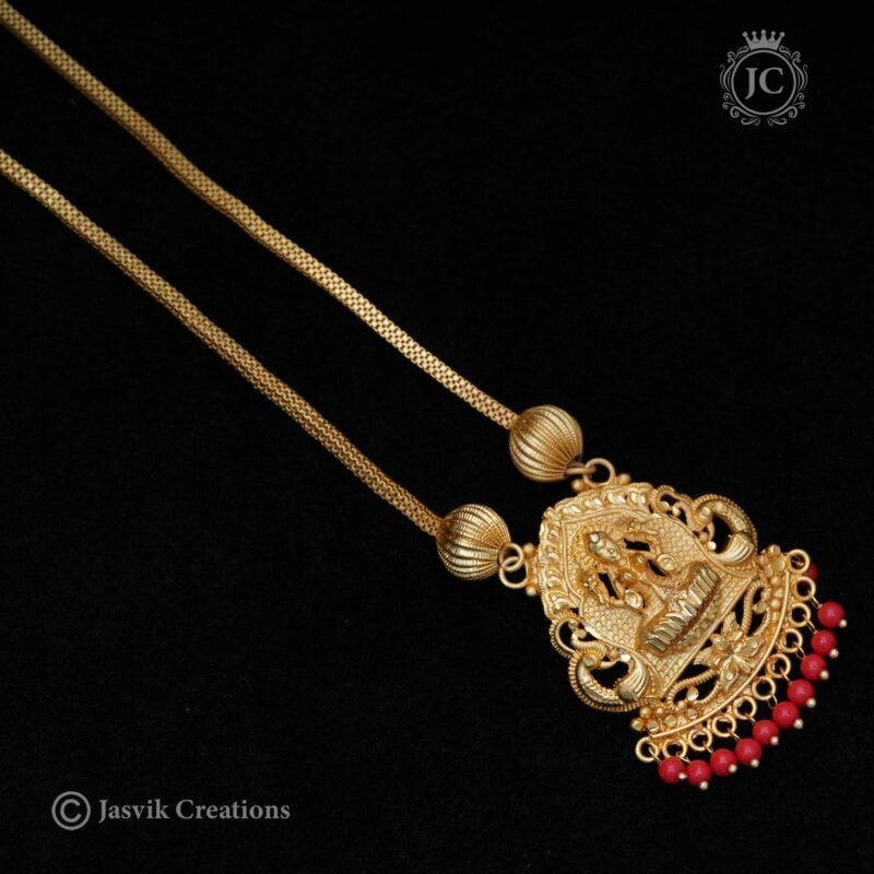 Forming-Lakshmi-Dollar-Chain-with-Corel-Beads- JCCH166 - Image 2