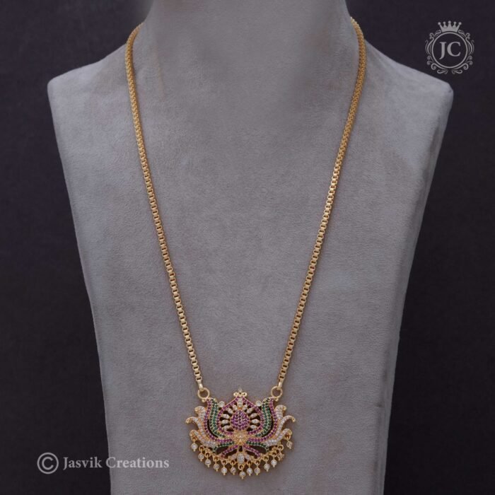 176 American-Diamond--Lotus-Dollar-Chain-JCCH176--999-24-Inch-1099-30-Inch