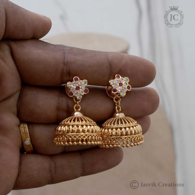 Impon Stud with Detachable Jhumka -  JCER194 - Image 2