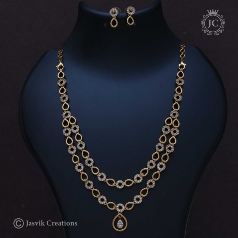 Antique-Double-line-Round-Necklace - JCNL231