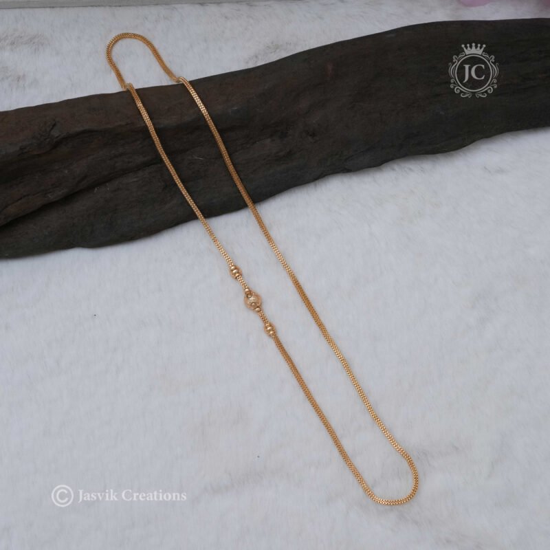 3 Ball Micro Gold Mugappu Chain -  JCCH174 - Image 3