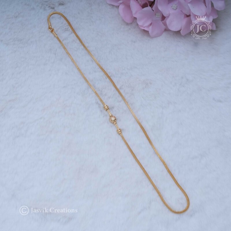 3 Ball Micro Gold Mugappu Chain -  JCCH174 - Image 2