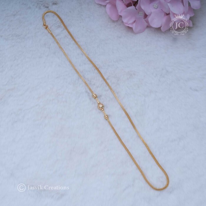 3 Ball Micro Gold Mugappu Chain - 375