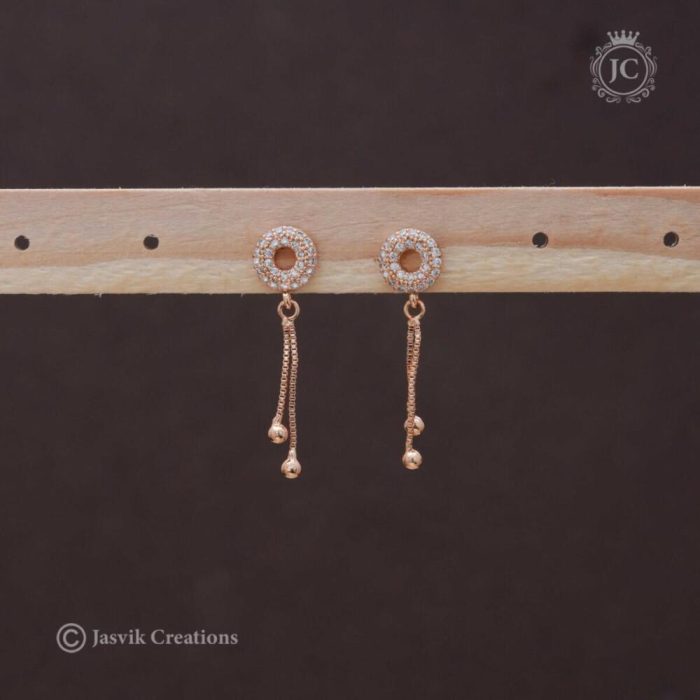 91 Rpse Gold Ear Ring- JCRG091 - 120