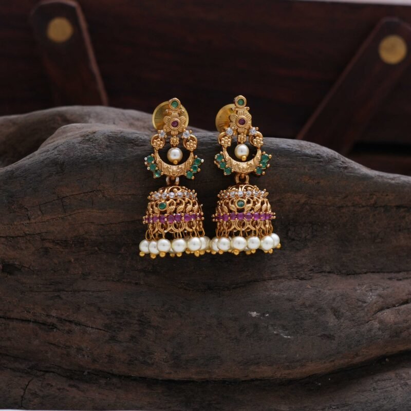 Antique Polished Jhumka - JCER191 - Image 2