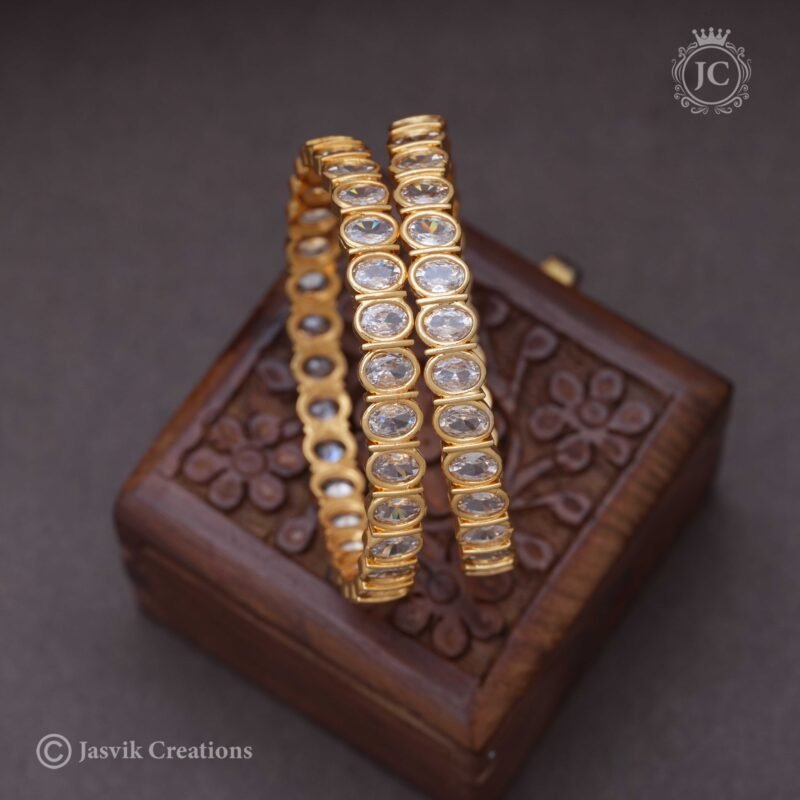 Gold Finish Uncut Bangles- JCBN140 - Image 2