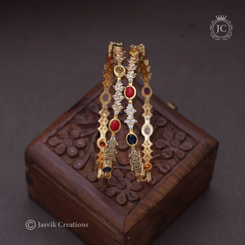 Real Gold Copy Navaratnam Bangle - JCBN144 - Image 2