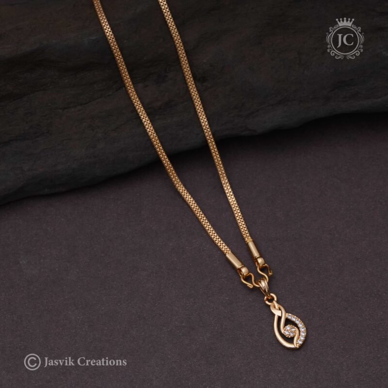 Micro-Plated-Short-Chain-with-AD-Pendent - JCCH228