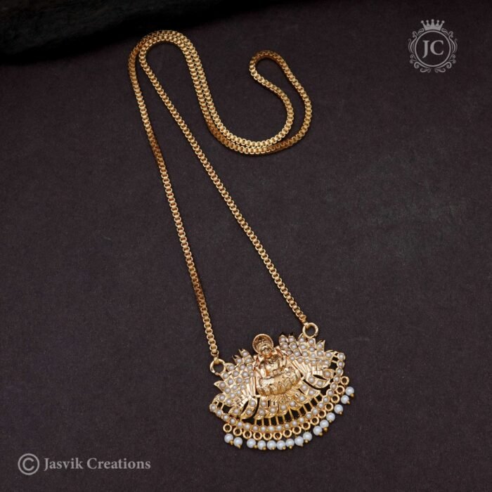 240 Traditional Lakshmi Dollar Chain Rani Pink with PEarl JCCH240- 999 24 Inch 1099 30 Inch (2)