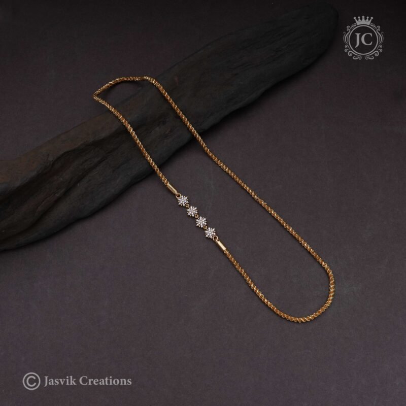 Diamond Look 4 Flower Mugappu Chain  -  JCCH255