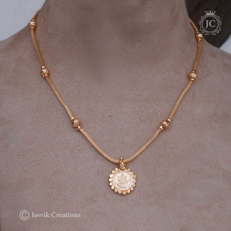 Gold Look Coin Ball Short Chain-  JCCH257 - Image 2