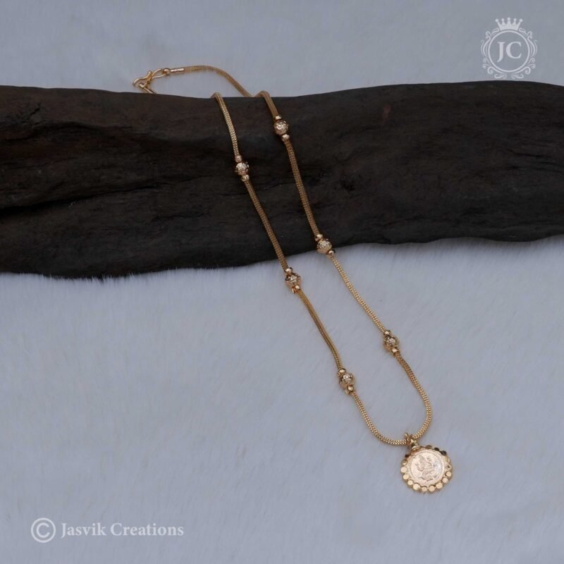 Gold Look Coin Ball Short Chain-  JCCH257 - Image 3