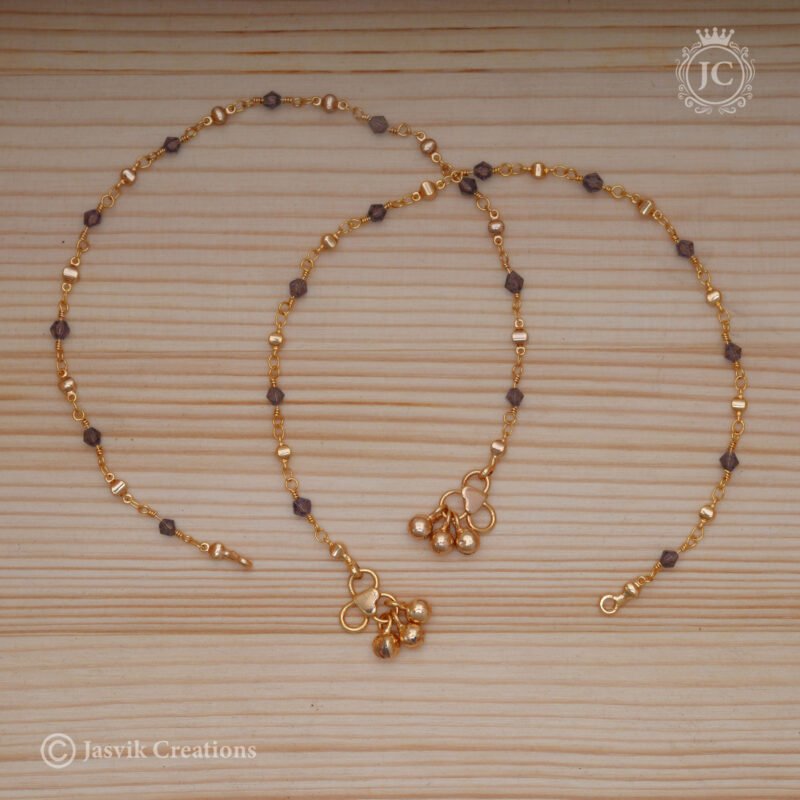 Micro Plated Lavender  Crystal Anklet - JCAT027