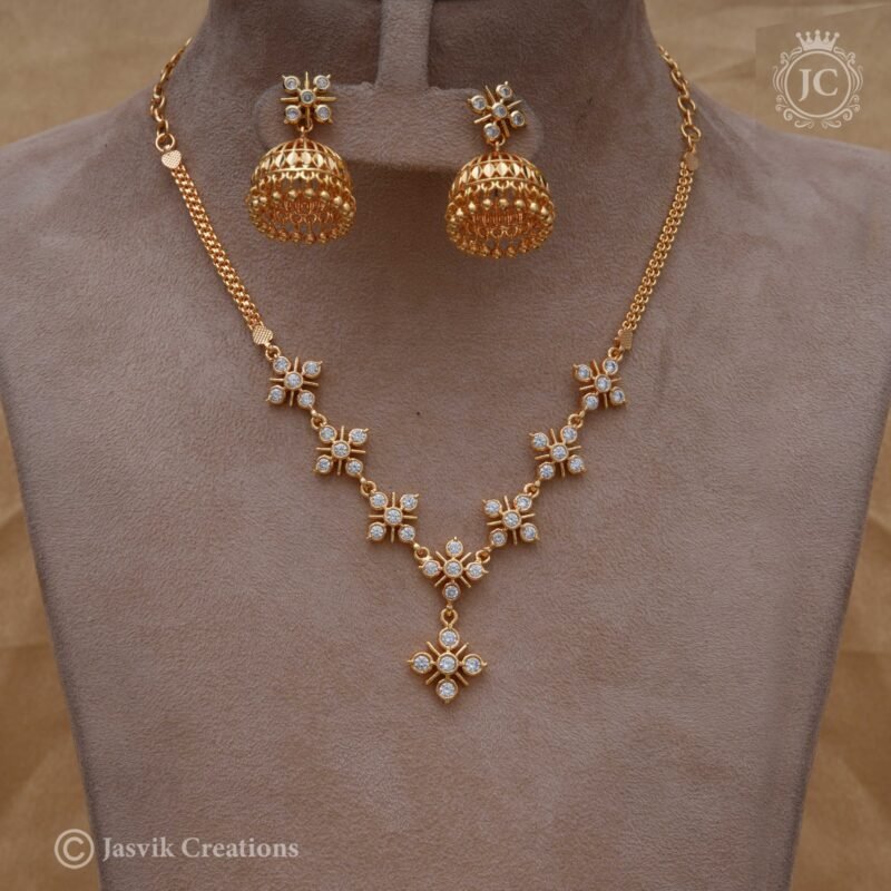 Diamond Replica Necklace Set - JCNL317