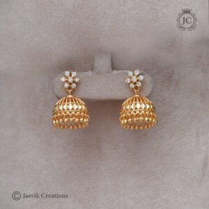 Diamond-Look-Stud-with-Detachable-Jhumka-(white)- JCER318