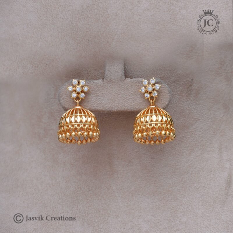 Diamond-Look-Stud-with-Detachable-Jhumka-(white)- JCER318