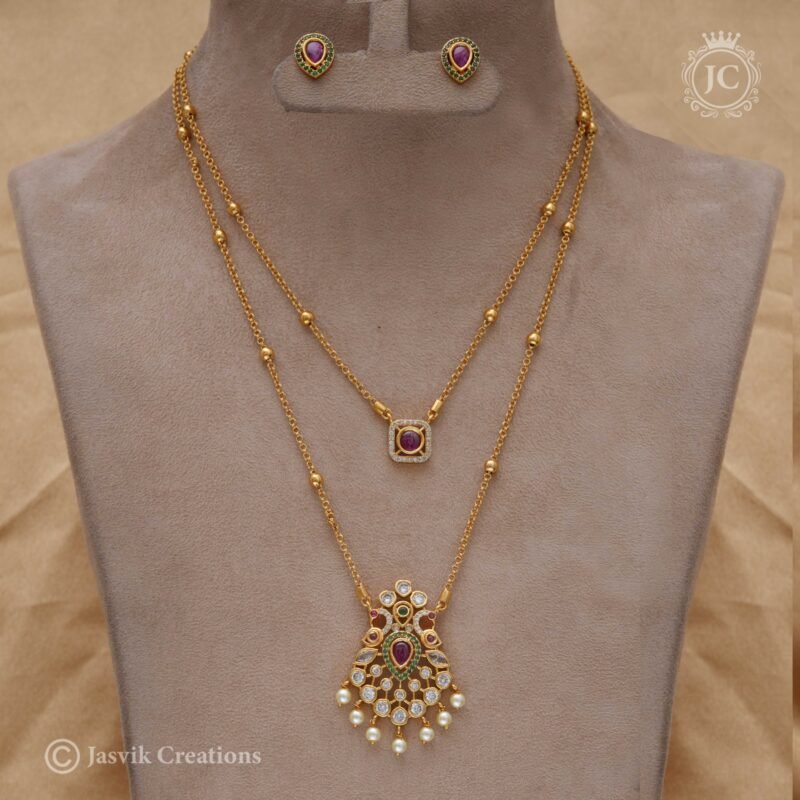 Premium 2 Line Necklace ( Red Colour ) - JCNL319