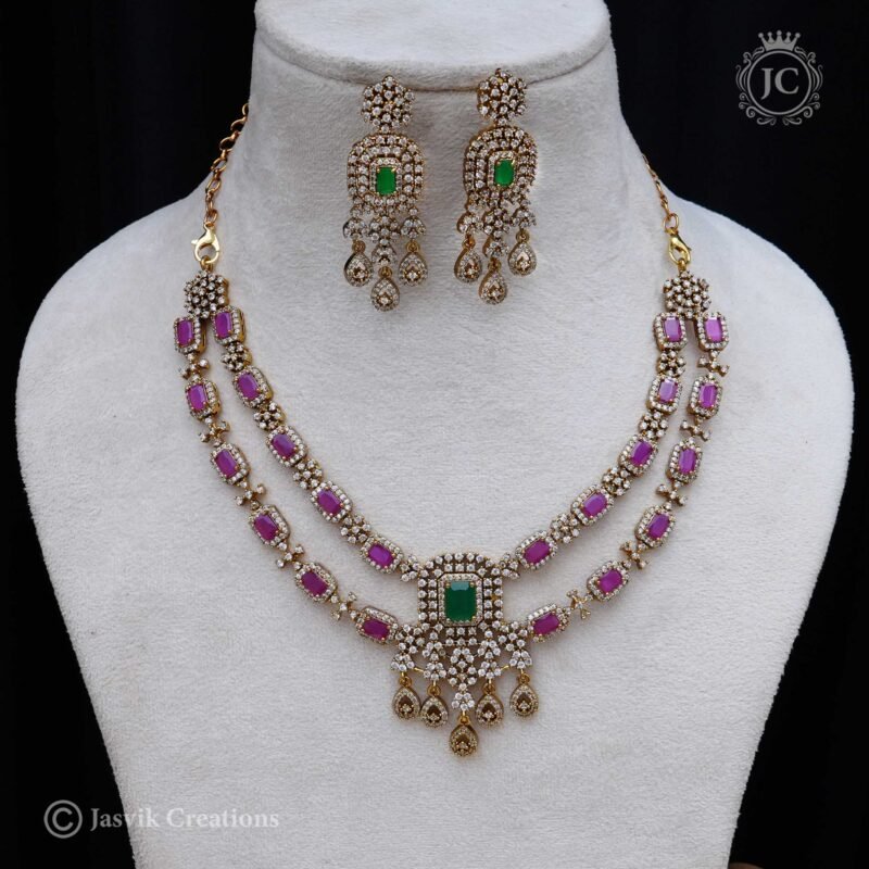 Premium Double Layer Necklace- JCNL347 - Image 2
