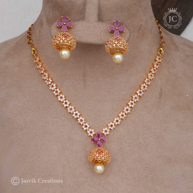 Gold-Finish-AD-Necklace - JCNL350