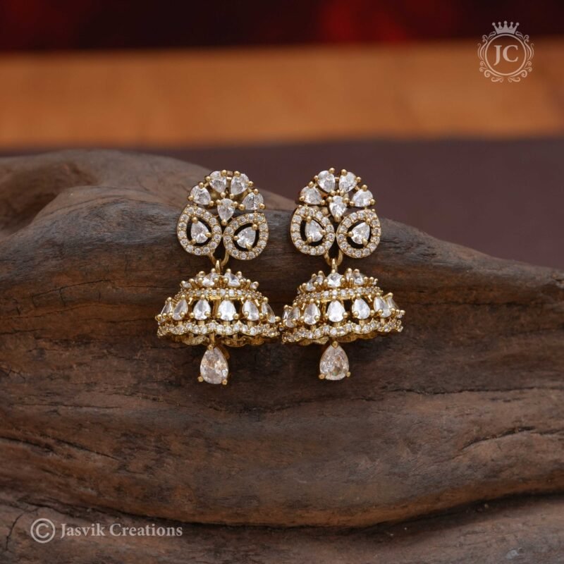 Victorian White Jhumka - JCER352