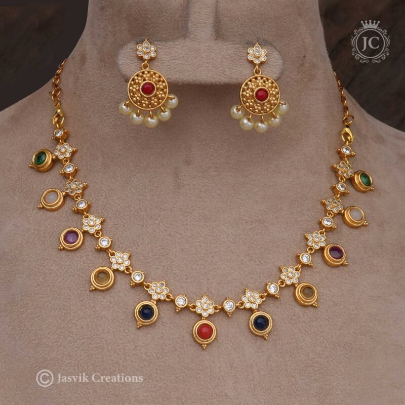 Premium Navarathna Necklace - JCNL353 - Image 2