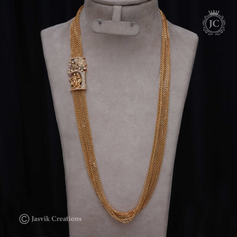 Premium Antique Radhai Krishnar Chandra Haram - JCHM091