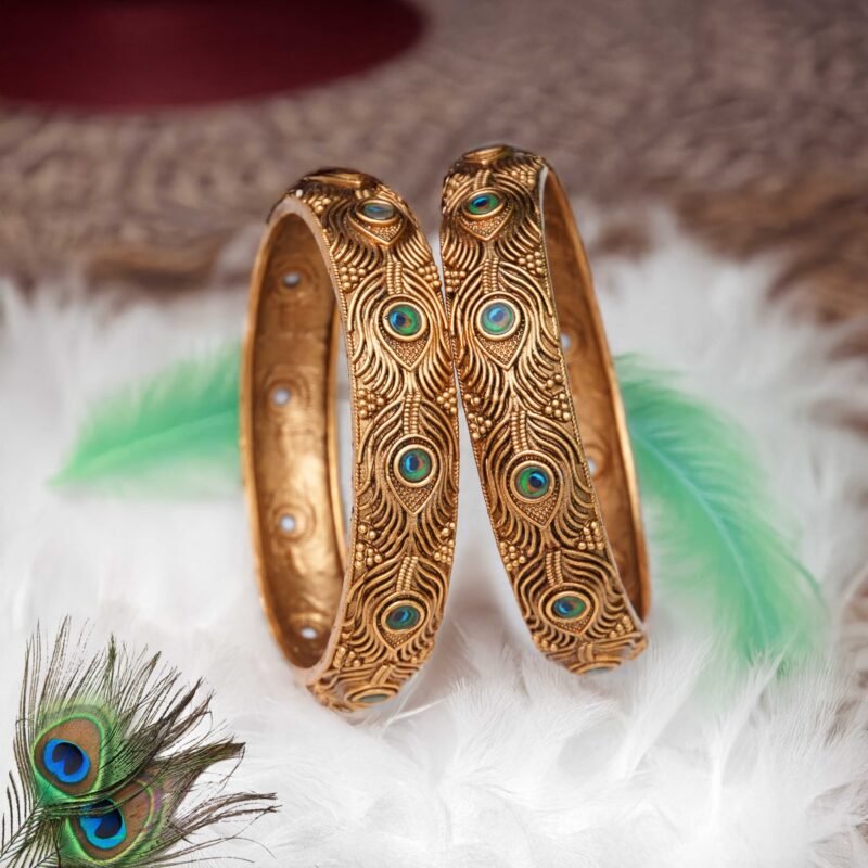 Matte-Finish-Peacock-Kada-Bangle - JCBN159