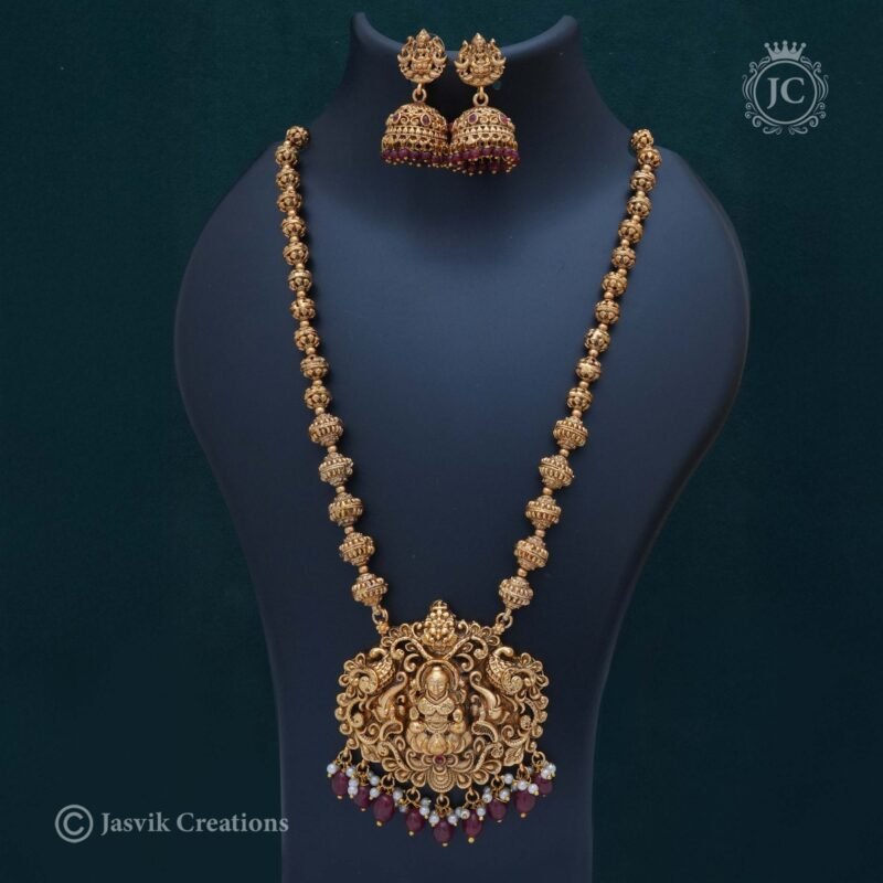 Matte-Finish-Lakshmi-Chetti Nadu-Mid Haram ( maroon Hangings ) - JCHM106
