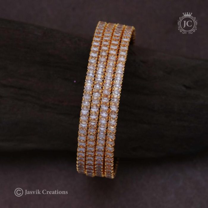 188 Micro Plated White Stone Bangle Set – JCBN188 – 699 2.4 -2.8