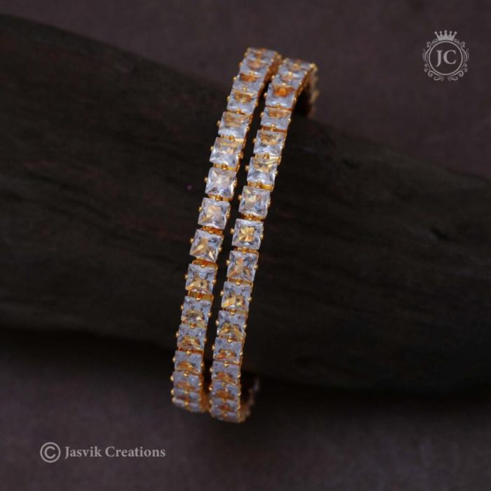 190 Micro Plated White Stone Square Bangle - JCBN190 550 2.4 -2.8