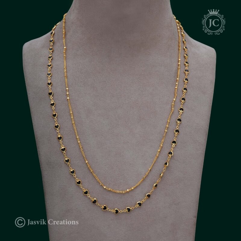 2 Line Black Heart Crystal Chain - JCCH286