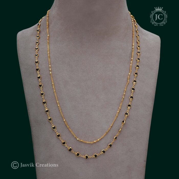 286 2 Line Black HEart Cruystal Chain - JCCH286 450 (2)