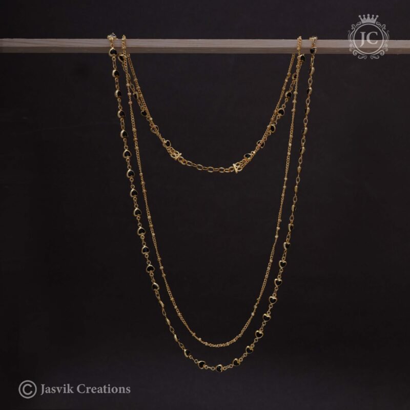2 Line Black Heart Crystal Chain - JCCH286 - Image 2