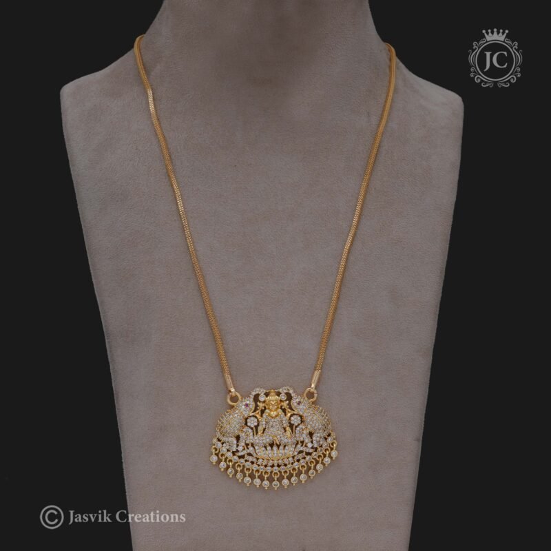 AD White Lakshmi Dollar Chain - JCCH291