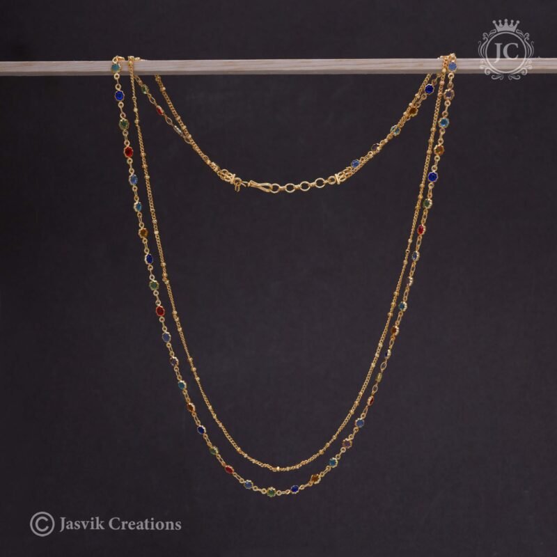 2-Line-Multi--Colour-Crystal-Chain - JCCH289 - Image 2