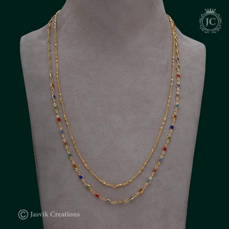 2-Line-Multi--Colour-Crystal-Chain - JCCH289