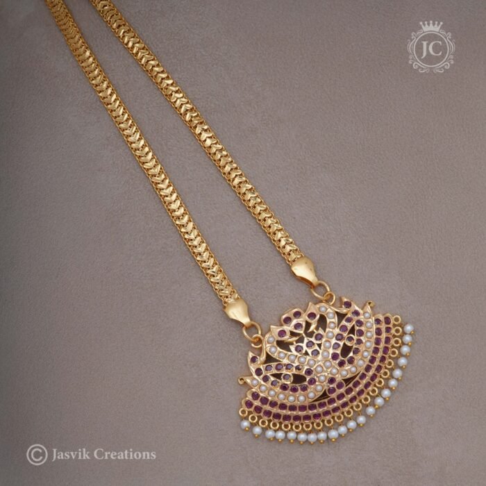 306 Raani Pink with Perl Peacick Dollar Chain- JCCH306 - 24 1099 1199 30 (4)